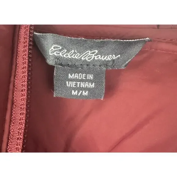 Eddie Bauer Womens Packable Puffer Jacket Hooded Down Filled EB650 Sz M Rust Red - Picture 6 of 10